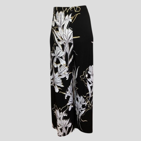 NWT Frank Lyman Black, White, Yellow Floral Wide Leg Palazzo Stretch Pants - Picture 2 of 12